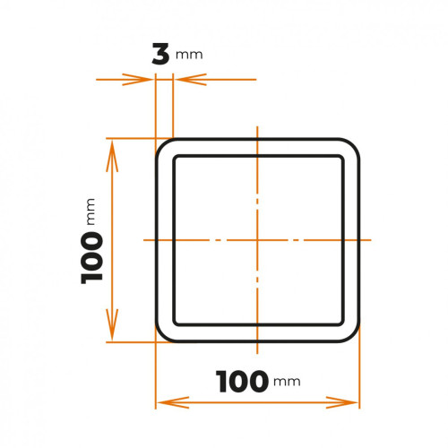 Uzavretý profil 100 x 100 / 3 mm