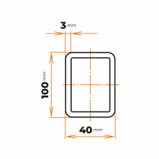 Uzavretý profil 100 x 40 / 3 mm