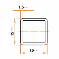 Uzavretý profil 15 x 15 / 1,5 mm