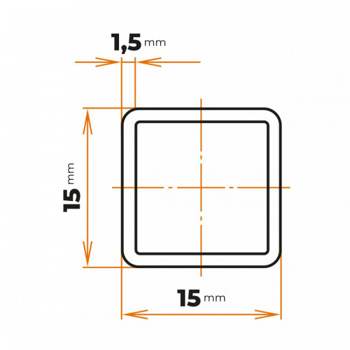 Uzavretý profil 15 x 15 / 1,5 mm