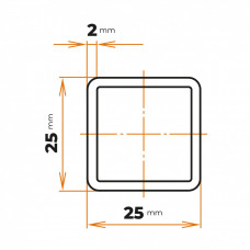 Uzavretý profil 25 x 25 / 2 mm