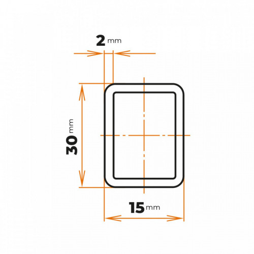 Uzavretý profil 30 x 15 / 2 mm