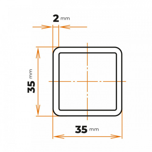 Uzavretý profil 35 x 35 / 2 mm