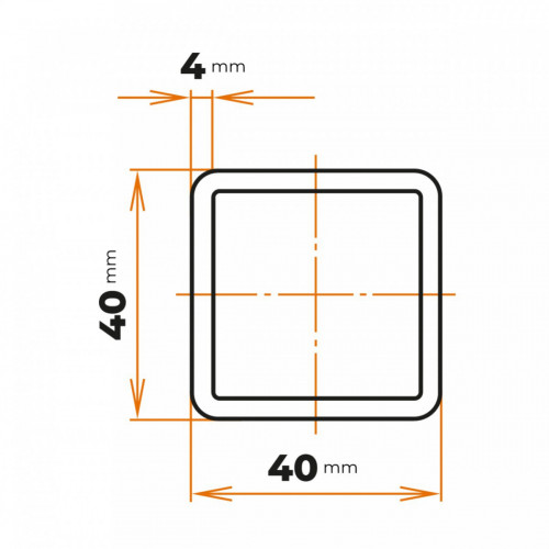 Uzavretý profil 40 x 40 / 4 mm
