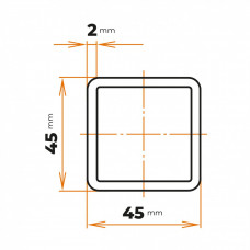 Uzavretý profil 45 x 45 / 2 mm