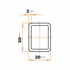 Uzavretý profil 50 x 20 / 2 mm