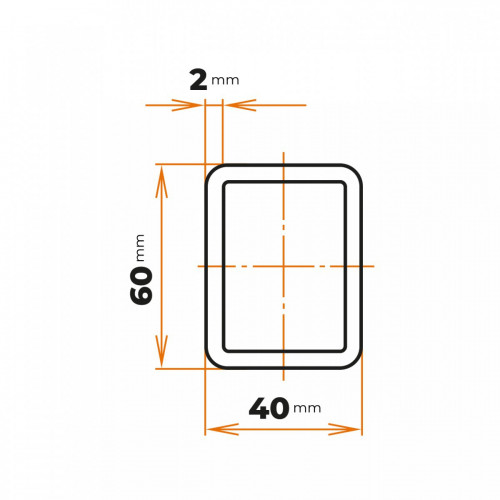 Uzavretý profil 60 x 40 /  2 mm