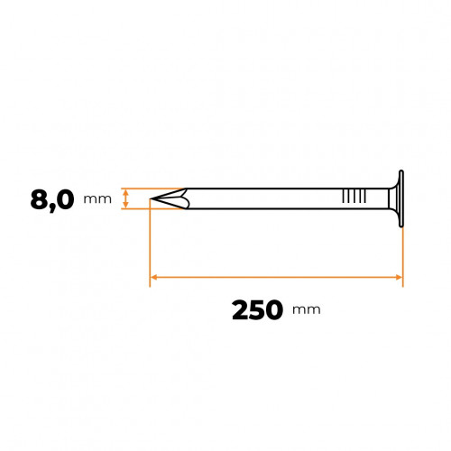Klince stavebné 250 x 8 mm