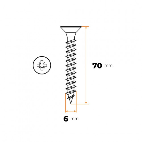 Skrutka UNI 6,0 x 70 mm