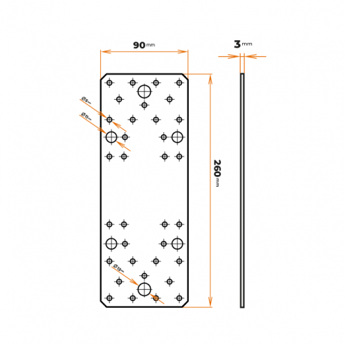 Doska spojovacia 03-34 / 90 x 260 x 3 mm