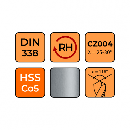 Vrták do kovu HSS Co5 4,0 mm CZ004