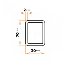 Uzavretý profil 70 x 30 / 2 mm