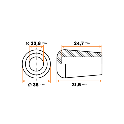 Návlek kruhový, mäkčený / 210b-034 / 34 mm (čierna)