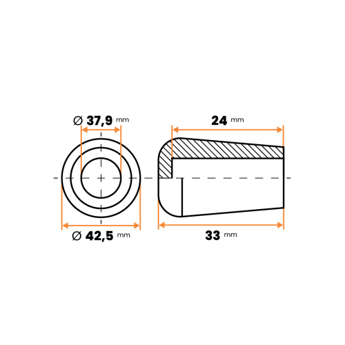 Návlek kruhový, mäkčený / 210b-034 / 38 - 39 mm (čierna)