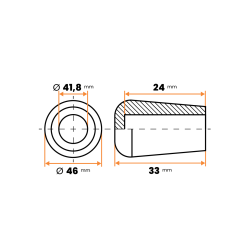 Návlek kruhový, mäkčený / 210b-034 / 42 mm (čierna)