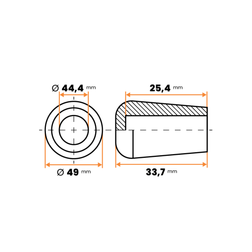 Návlek kruhový, mäkčený / 210b-034 / 45 - 46 mm (čierna)