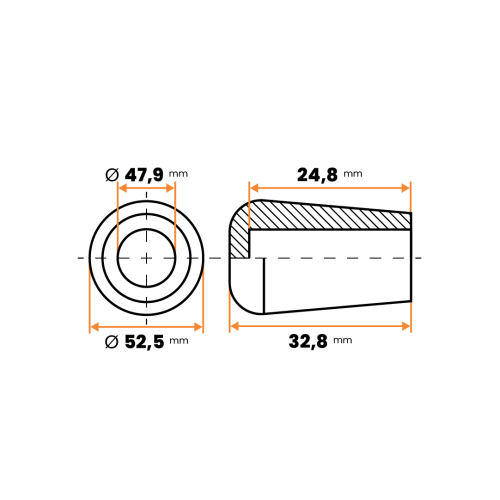 Návlek kruhový, mäkčený / 210b-034 / 48 mm (čierna)