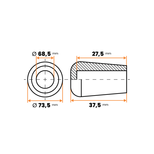 Návlek kruhový, mäkčený / 210b-034 / 69 - 70 mm (čierna)