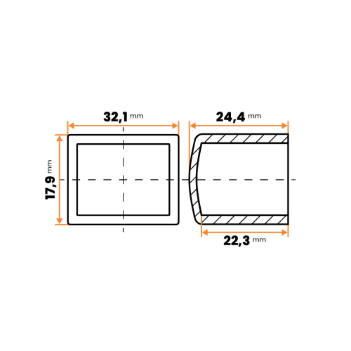 Návlek obdĺžnikový / 211-034 / 30 x 15 mm (čierna)