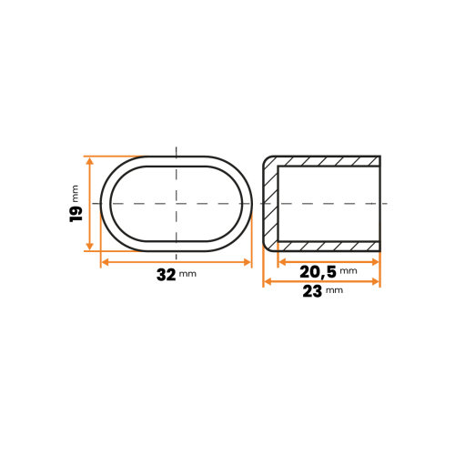 Návlek oválny / 213-034 / 30 x 15 mm (čierna)