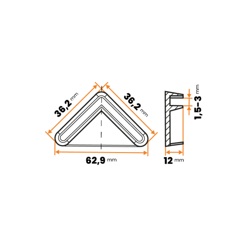 Návlek na uholníky / 214-034 / 40 x 40 / 1,5 - 3 mm (čierna)