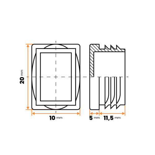 Zátka obdĺžniková / 057-034 / 20 x 10 / 1 - 1,5 mm (čierna)