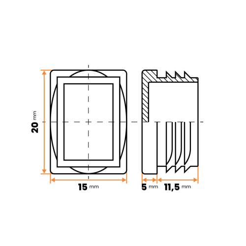Zátka obdĺžniková / 057-034 / 20 x 15 / 1 - 2 mm (šedá)
