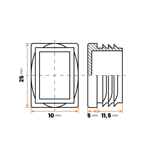Zátka obdĺžniková / 057-034 / 25 x 10 / 1 - 2 mm (biela)
