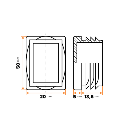 Zátka obdĺžniková / 057-034 / 50 x 20 / 1 - 2 mm (biela)