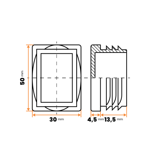 Zátka obdĺžniková / 057-034 / 50 x 30 / 1 - 2 mm (biela)