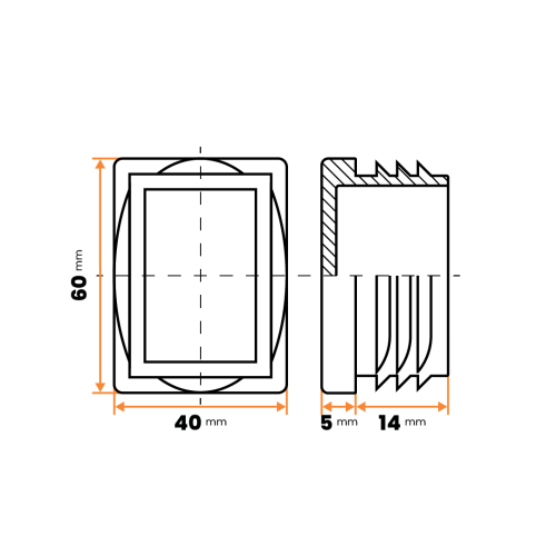 Zátka obdĺžniková / 057-034 / 60 x 40 / 1 - 2 mm (biela)
