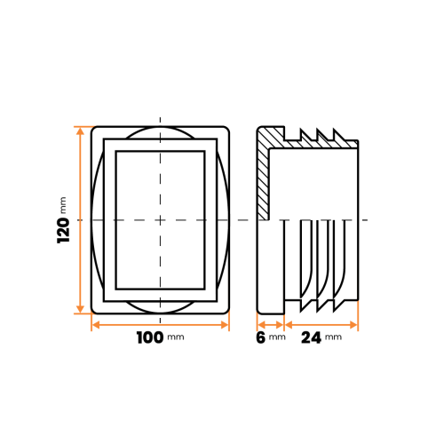 Zátka obdĺžniková / 057-034 / 120 x 100 / 3,5 - 6 mm (čierna)