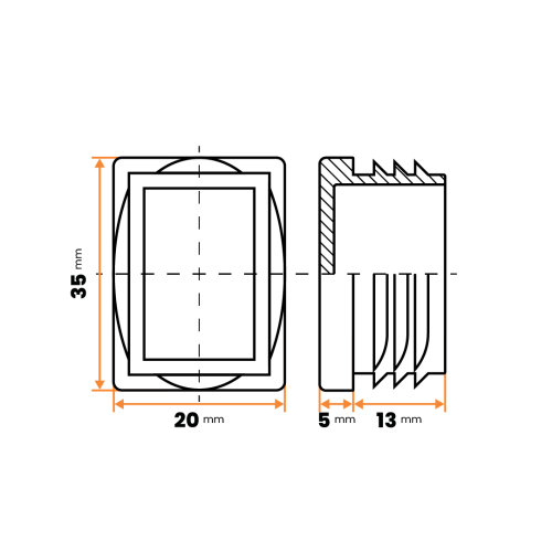 Zátka obdĺžniková / 057-034 / 35 x 20 / 1 - 2 mm (šedá)
