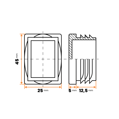 Zátka obdĺžniková / 057-034 / 45 x 25 / 1 - 2 mm (čierna)