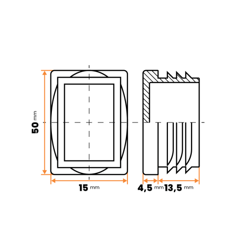 Zátka obdĺžniková / 057-034 / 50 x 15 / 1 - 2 mm (čierna)