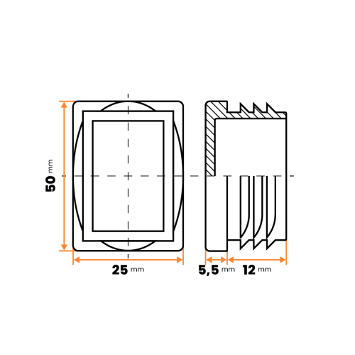 Zátka obdĺžniková / 057-034 / 50 x 25 / 1 - 2 mm (biela)