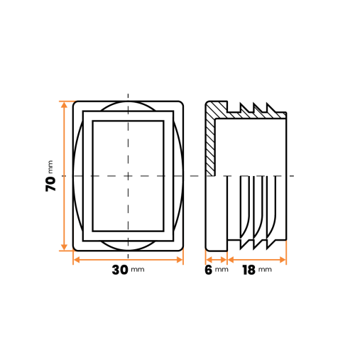 Zátka obdĺžniková / 057-034 / 70 x 30 / 1 - 2 mm (šedá)