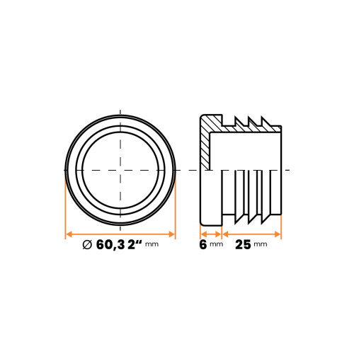 Zátka kruhová / 085-034 / 60,3 2" mm / 3,65 mm (čierna)
