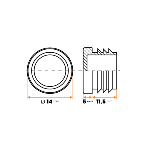 Zátka kruhová / 085-034 / 14 mm / 1 - 1,5 mm (čierna)
