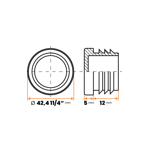 Zátka kruhová / 085-034 / 42,4 11/4" mm / 3,25 mm (čierna)