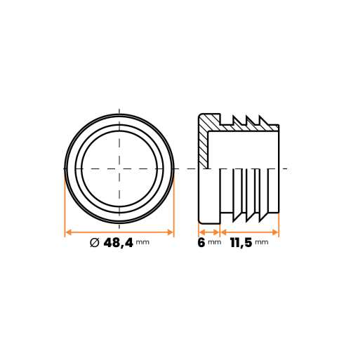 Zátka kruhová / 085-068 / 48,4 mm / 1,2 - 3,6 mm (čierna)