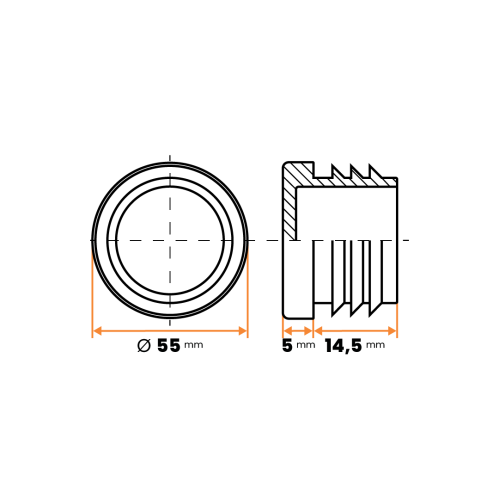 Zátka kruhová / 085-068 / 55 mm / 1 - 3 mm (čierna)