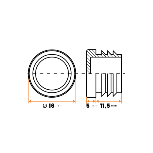 Zátka kruhová / 085-068 / 16 mm / 0,8 - 2 mm (čierna)