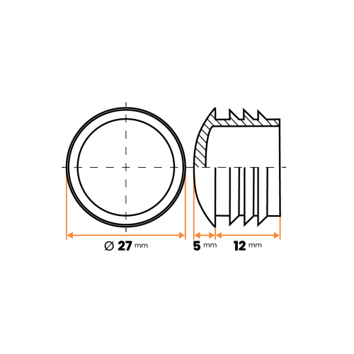 Záslepka kruhová / 201-034 / 27 mm / 1 - 2 mm (čierna)