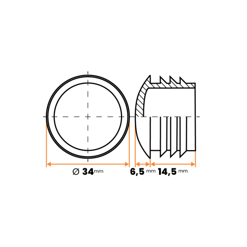 Záslepka kruhová / 201-034 / 34 mm / 1,5 - 2 mm (čierna)