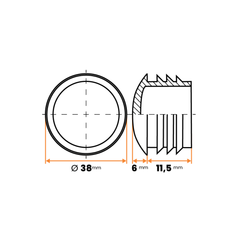 Záslepka kruhová / 201-034 / 38 mm / 1 - 2 mm (čierna)