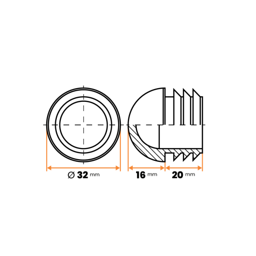 Záslepka kruhová / 335-034 / 32 mm / 1 - 2 mm (čierna)