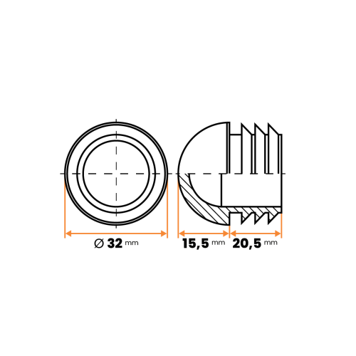 Záslepka kruhová / 335-037 / 32 mm / 1,5 mm (čierna)