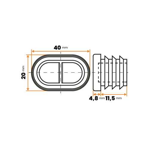 Záslepka oválna / 145-034 / 40 x 20 mm / 1 - 2 mm (biela)