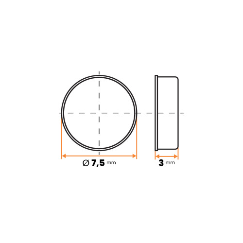 Nožička samolepiaca, okrúhla, rovná / 117b-034 / 7,5 / 3 mm (čierna)